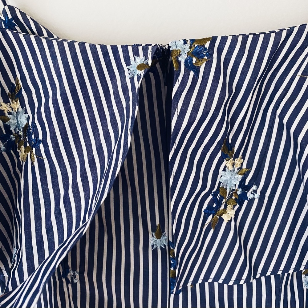 💕NWOT Calvin Klein Embroidery Floral Striped Cotton Cold Shoulder Dixie Prints - Picture 7 of 11